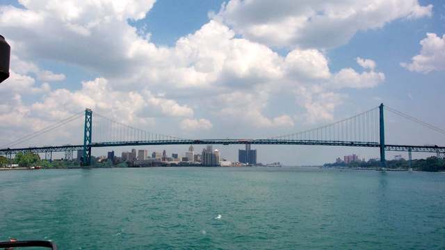 The Ambassador Bridge, a crossing between Detroit and Windsor