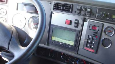 The cab interior of a Kenworth T300
