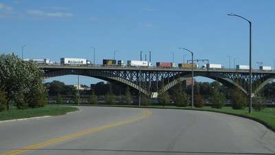 The Peace Bridge between Buffalo, New York and Fort Erie, Ontario